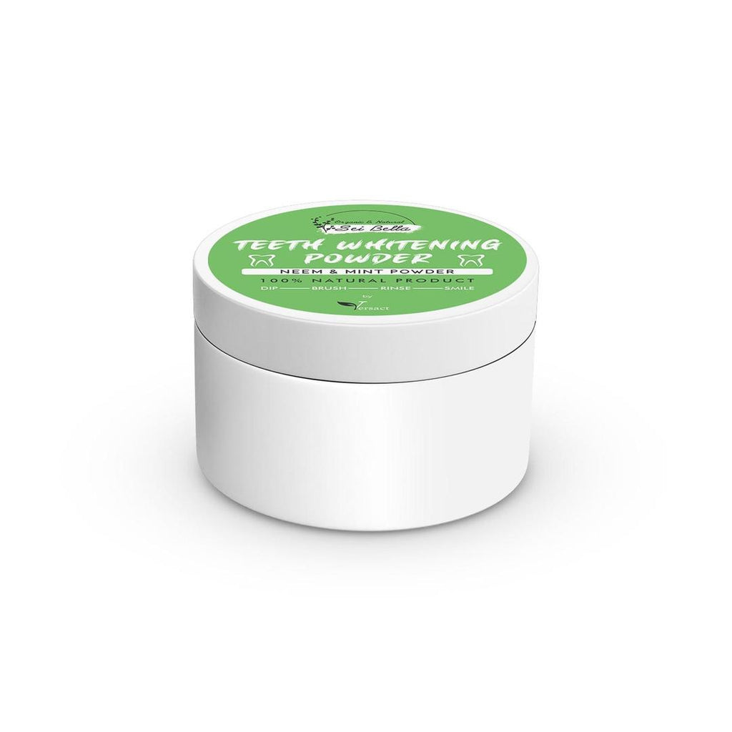 Teeth Whitening Powder White Container Neem & Mint