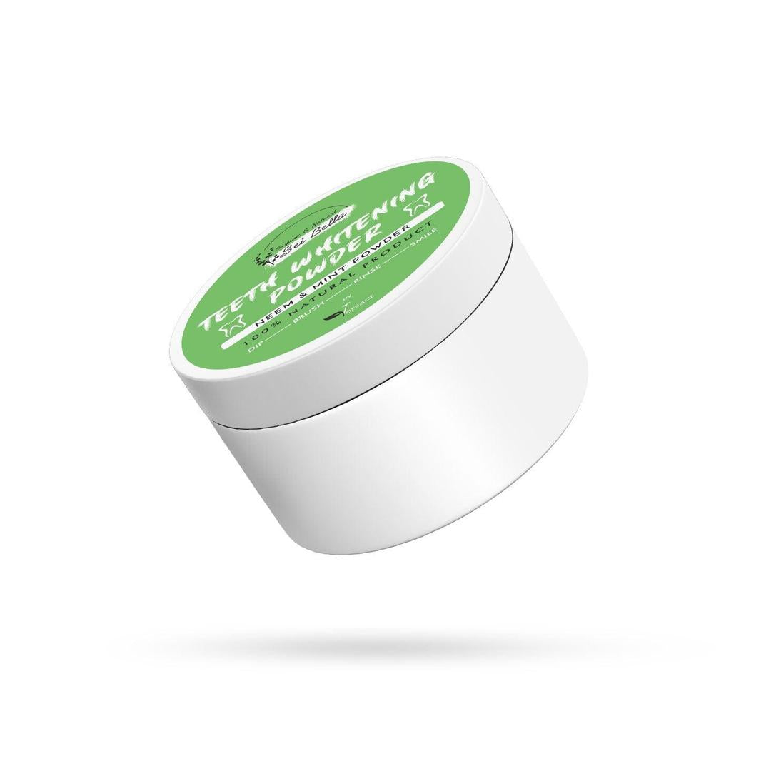Teeth Whitening Powder White Container Neem & Mint